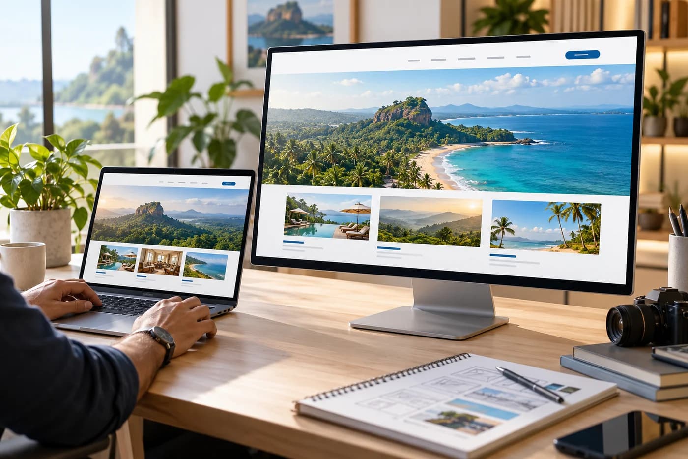 Illustration of a professional website design studio