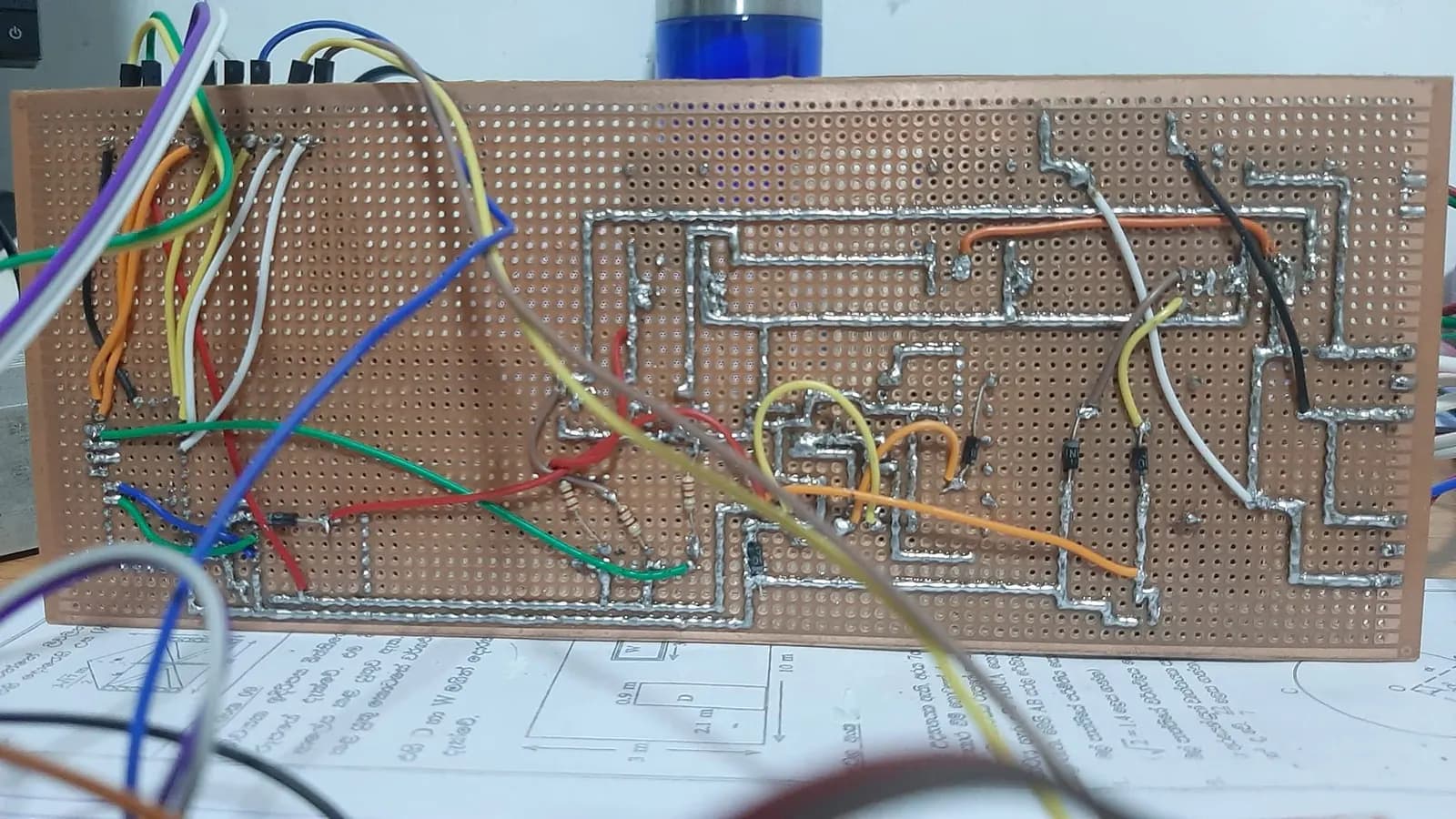 Prototype sanitizing chamber electronics board with wired control components