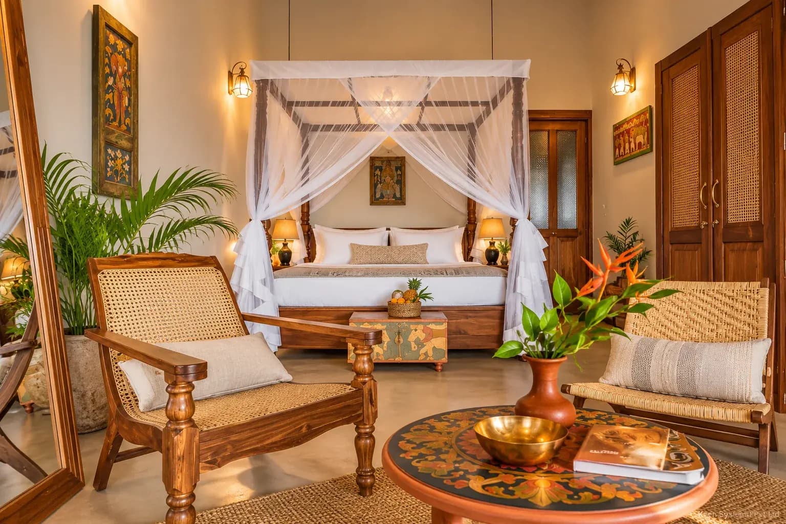 AI-generated bedroom interior at The Monkey House villa