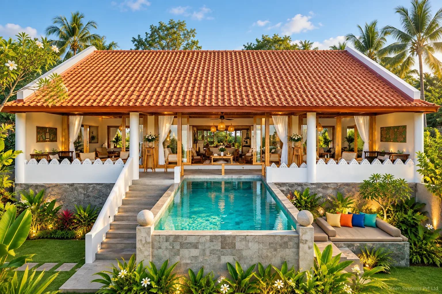 Front view of The Monkey House villa with whole-property Wi-Fi coverage